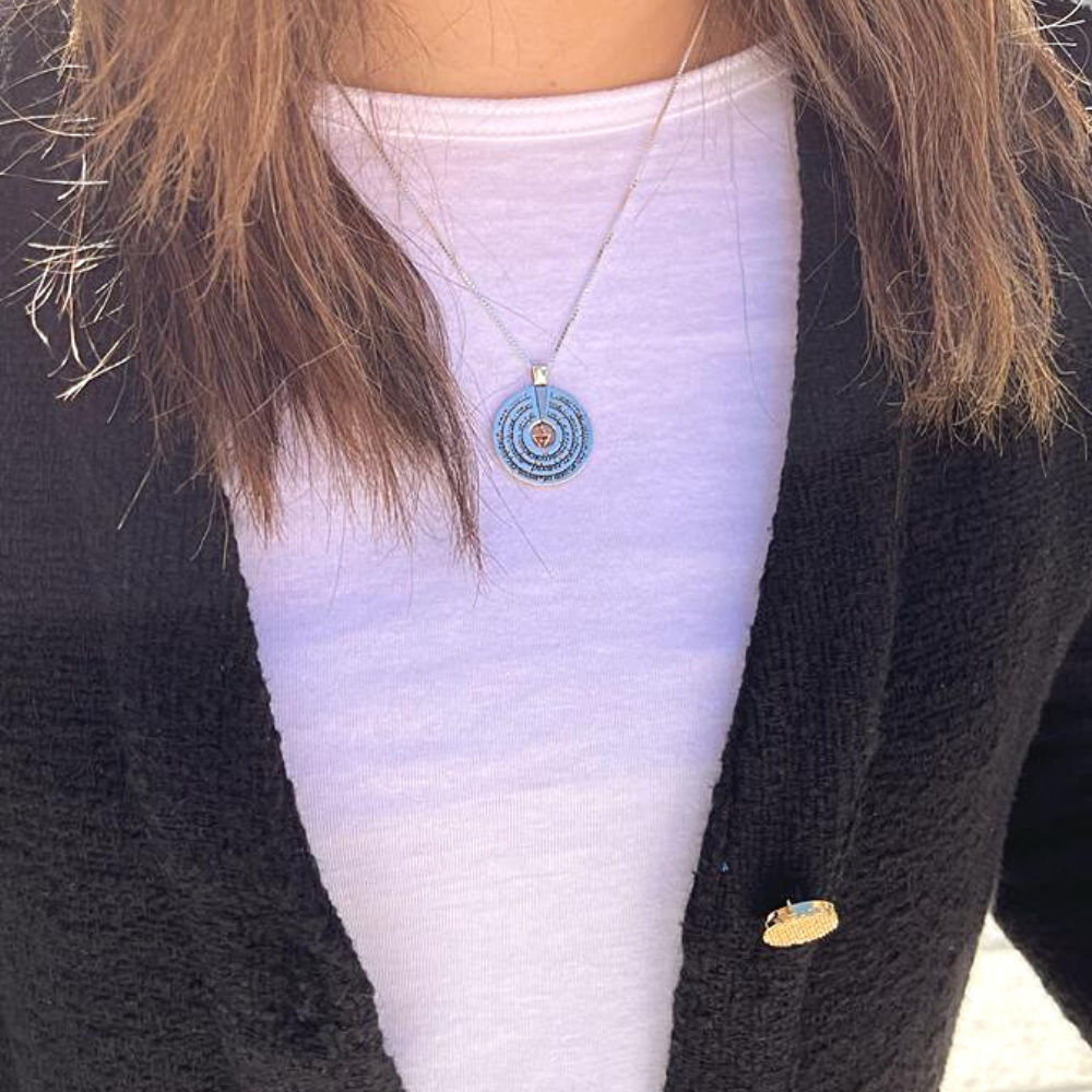 Merkaba Kabbalah Spinning Pendant Set 14K Rose Gold and Silver