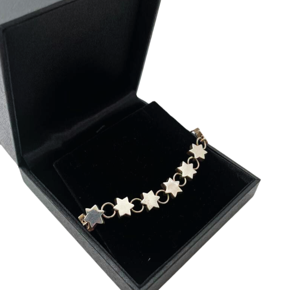 Silver Star of David Charm Bracelet
