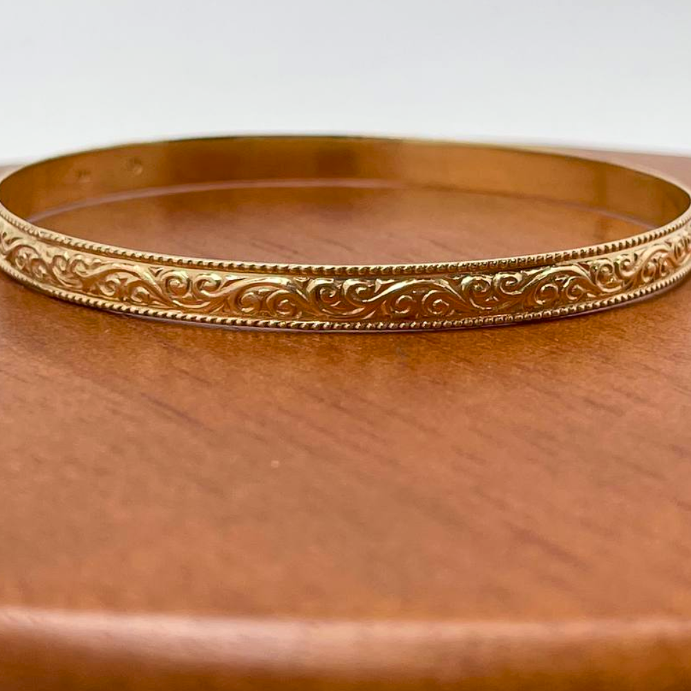 14K Gold Moroccan Bracelet - Heavy Ornate style