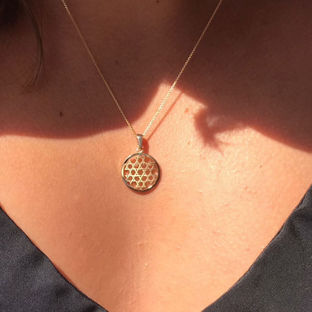 Star of David Medallion Pendant in 14K Gold