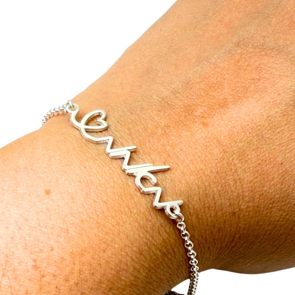 Personalized Sterling Silver Name Bracelet – Custom Script Name