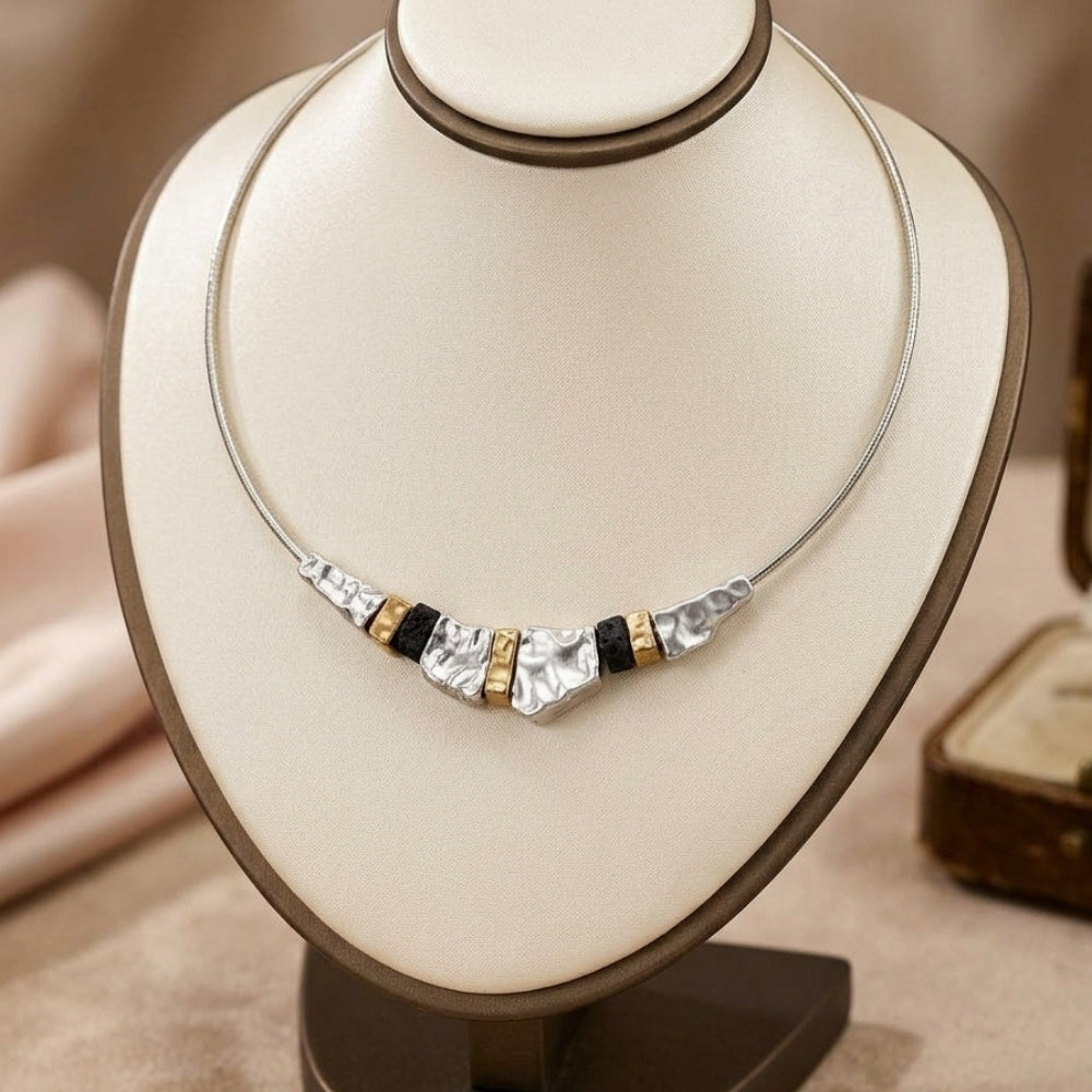 Lightweight Mixed Metal Silver & Gold Plated Statement Necklace
