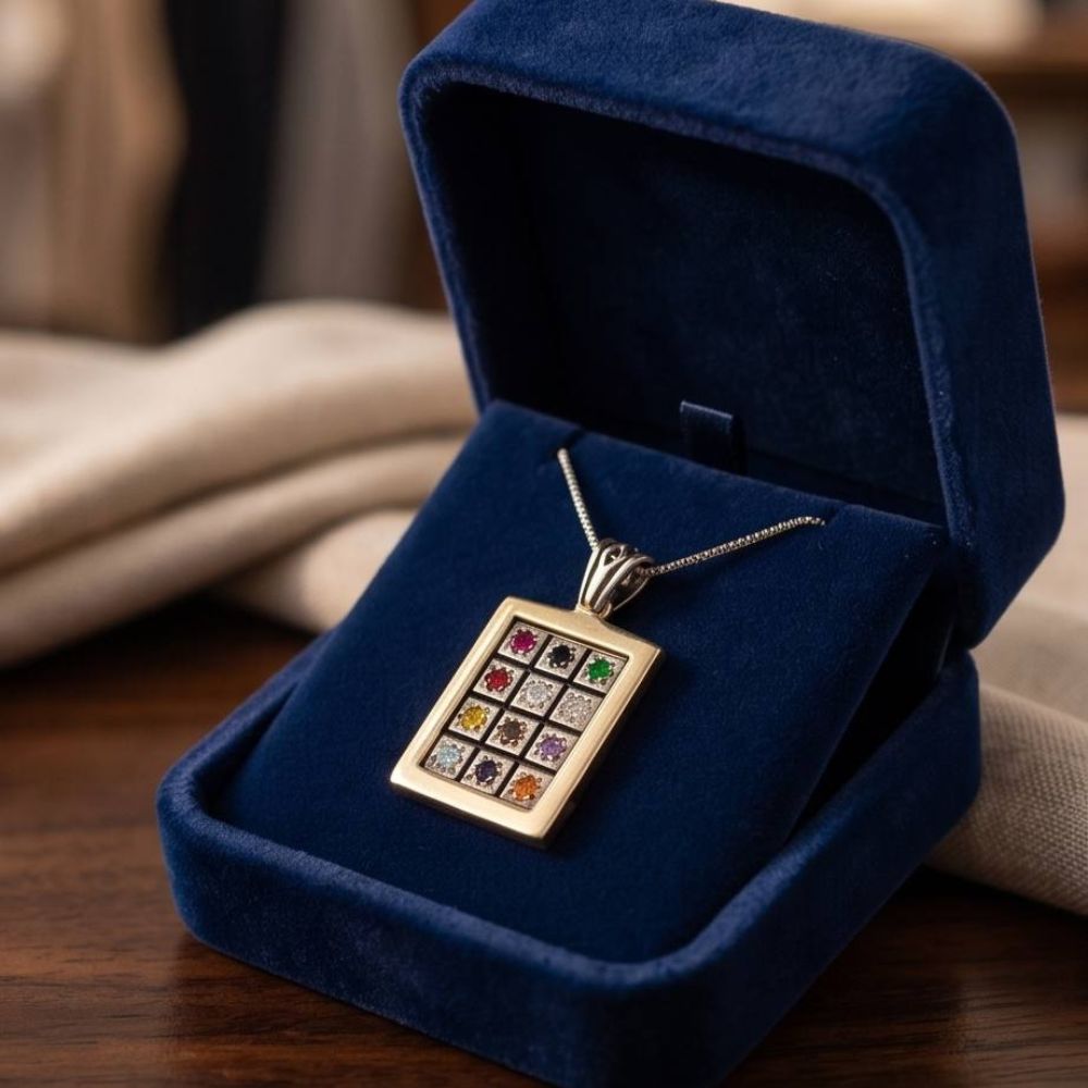 Hoshen Pendant Necklace in Sterling Silver & 9K Gold