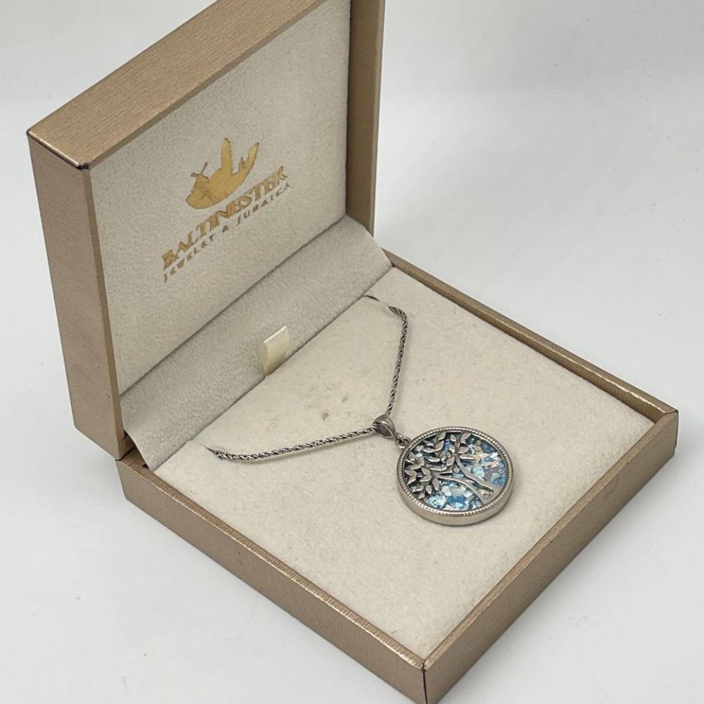 Tree of Life Necklace with Roman Glass in Sterling Silver