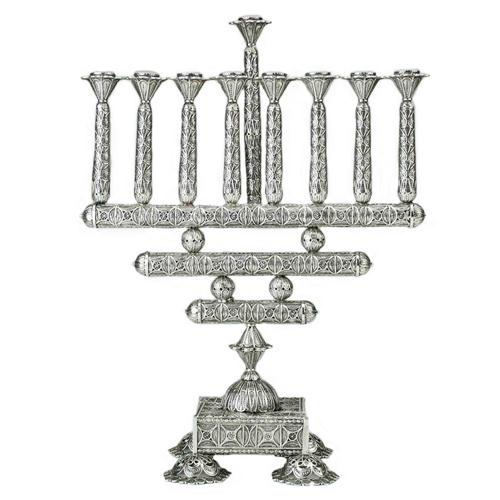 Sterling Silver Filigree Square Hanukkah Menorah