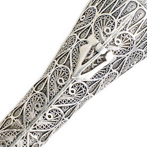 Silver Filigree Curved Mezuzah Case