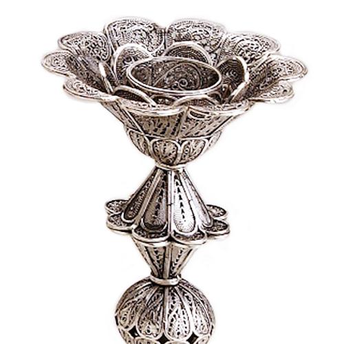 Sterling Silver Tall Flower Filigree Candlesticks