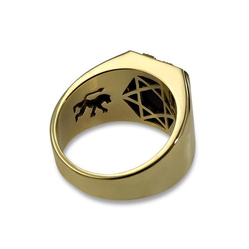 Lion of Judah Signet Ring in 14k Gold with Onyx