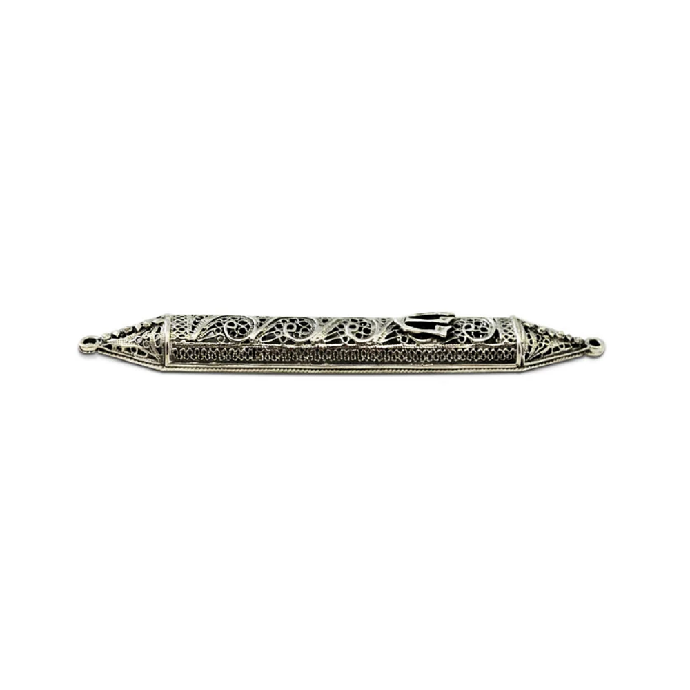 Sterling Silver Filigree Triangular Mezuzah Case