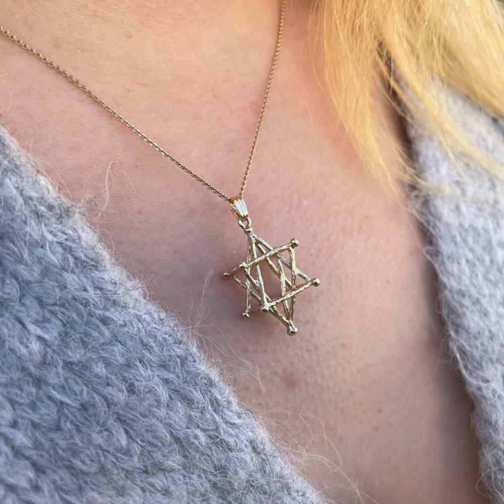 Merkaba Kabbalah Star of David Pendant  - 14k Gold