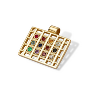 Hoshen Pendant with Diamond and Gemstones in 14k Gold