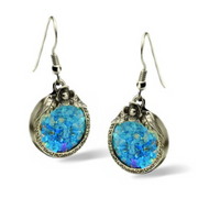 Silver Rose Roman Glass Earrings