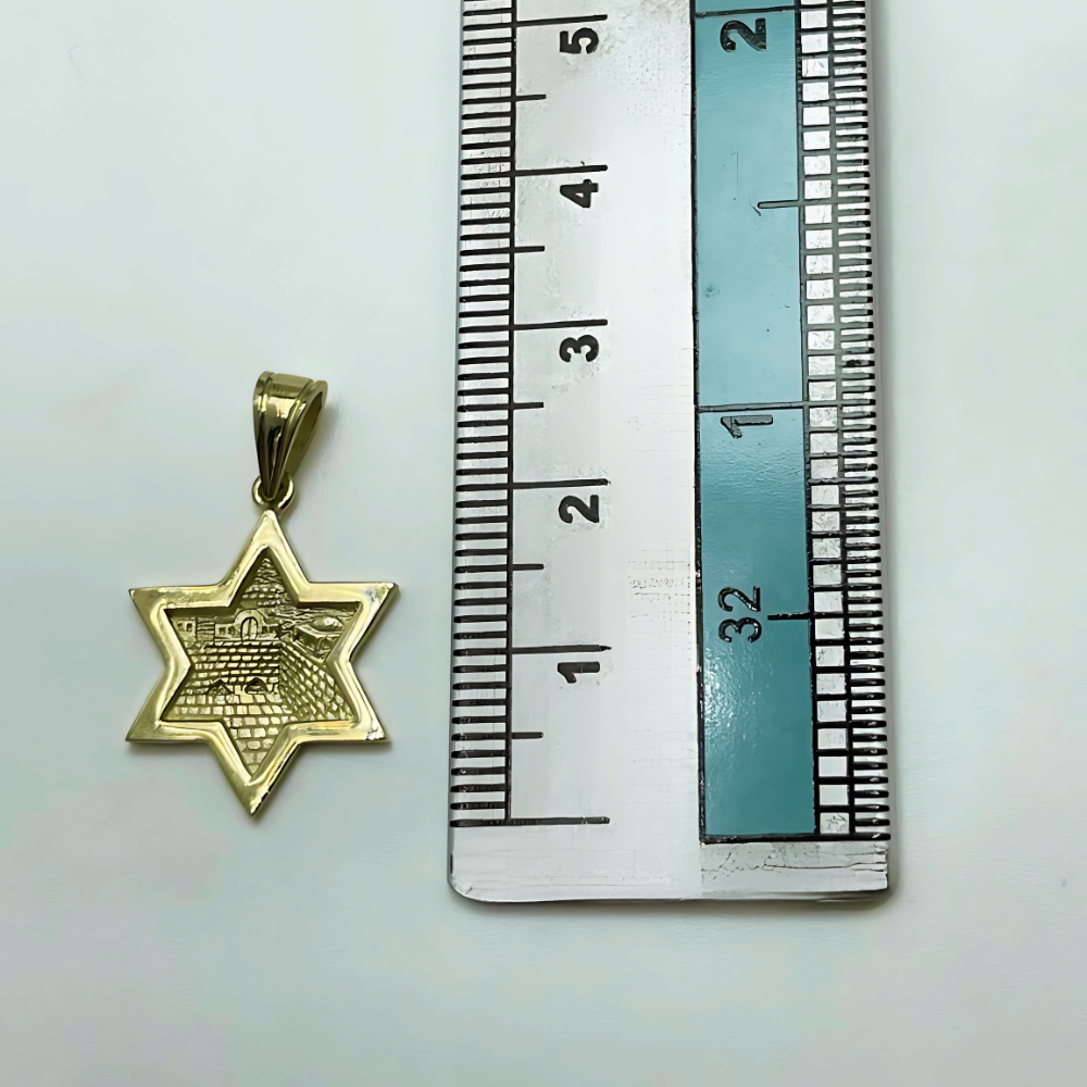 3D Jerusalem Star of David Pendant 14k Gold