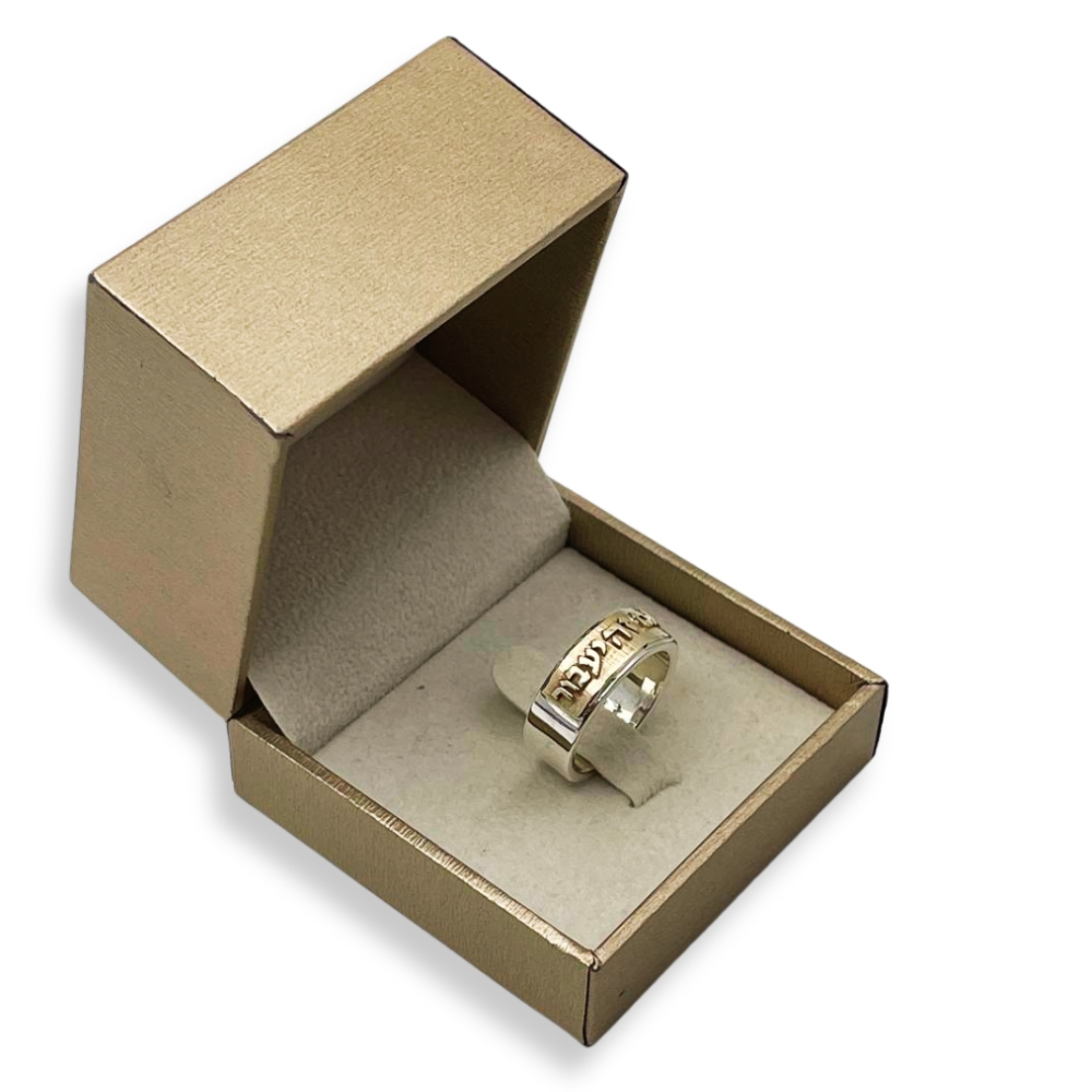 This Too Shall Pass Kabbalah Ring in 14K Yellow Gold and Silver