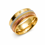 14K Tri-Color Gold Wide Spinner Ring