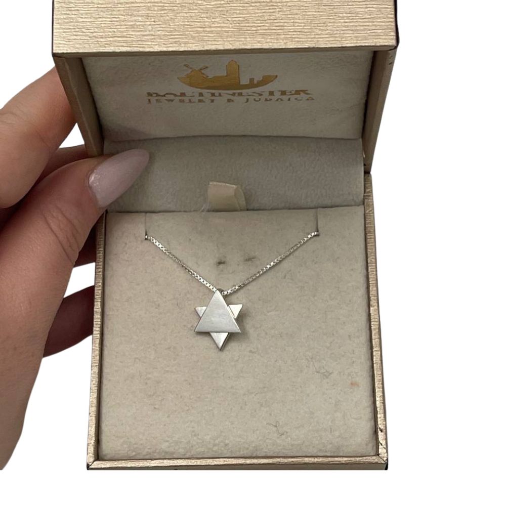 Star of David Necklace in Sterling Silver Movable Triangle
