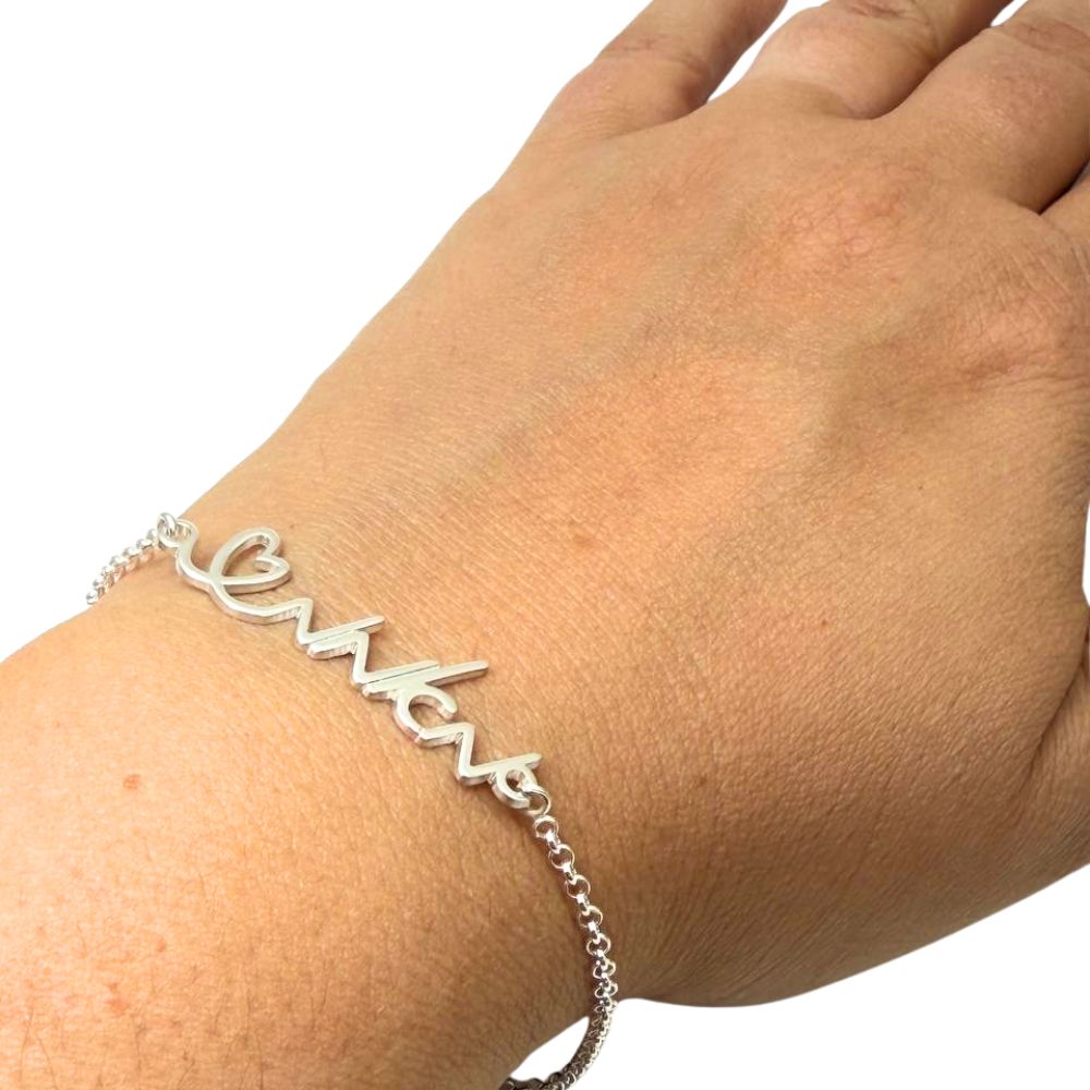 Personalized Sterling Silver Name Bracelet – Custom Script Name