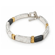 Israeli Silver Bracelet – Oxidized Silver & Gold Plated Lightweight Jewelry