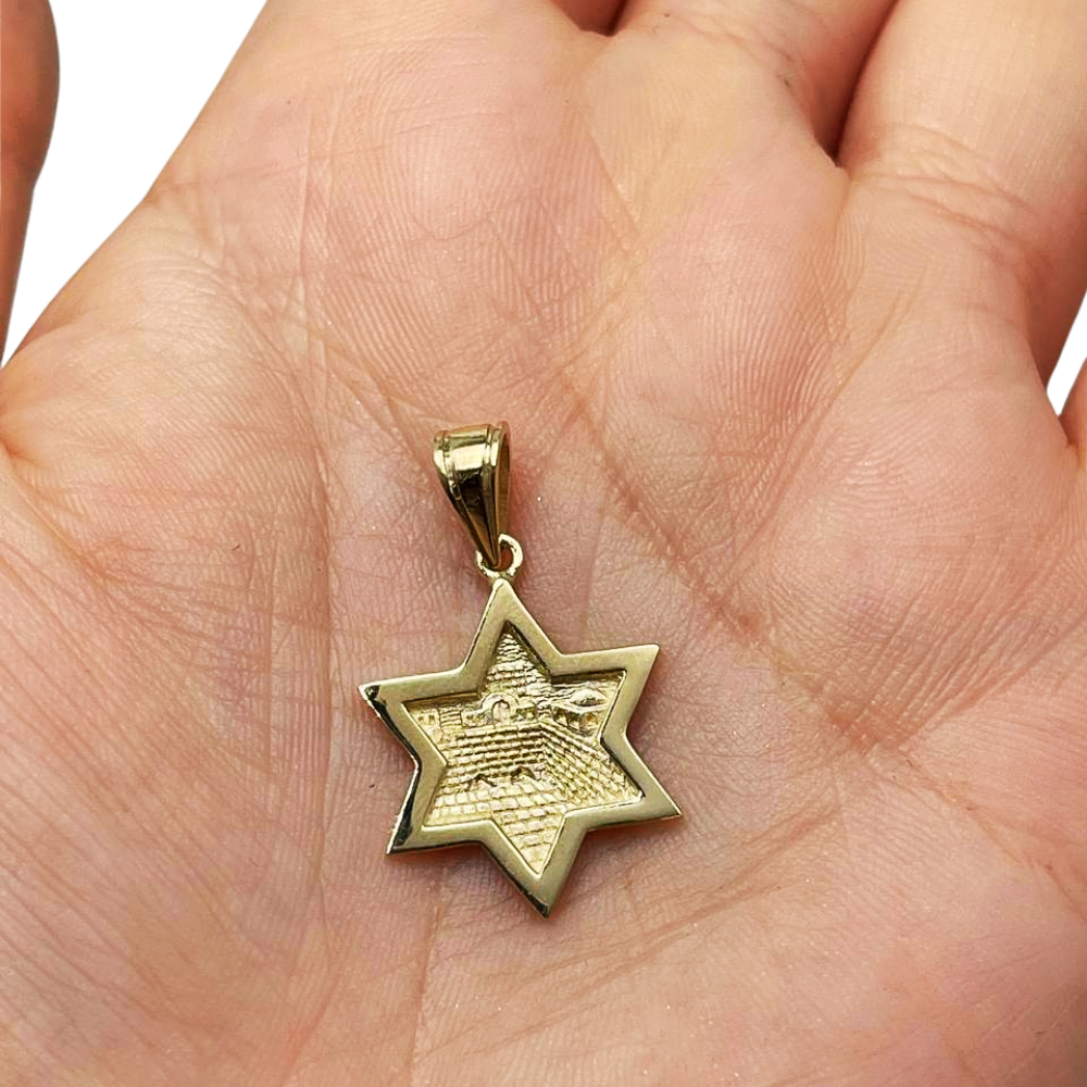 3D Jerusalem Star of David Pendant 14k Gold