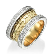 14k Two Tone Gold Braid Design Diamond Wedding Ring