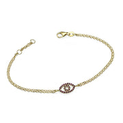 Reversible 14k Yellow Gold Diamond & Ruby Evil Eye Bracelet