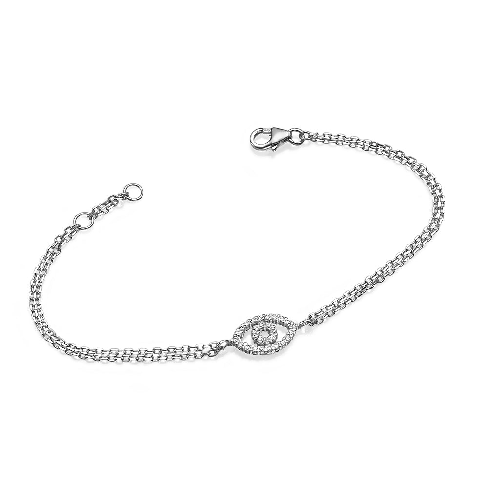 Reversible 14k White Gold Diamond & Sapphire Evil Eye Bracelet