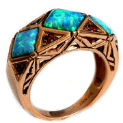 14k Rose Gold Opal and Garnet Triangular Ring