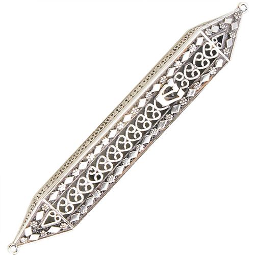 Silver Filigree Triangular Mezuzah Case