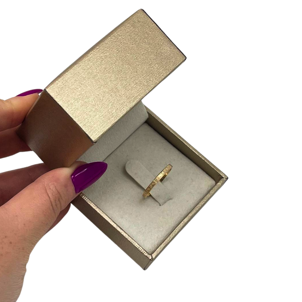 14K Gold Ornate Wedding Band Laser Engraved