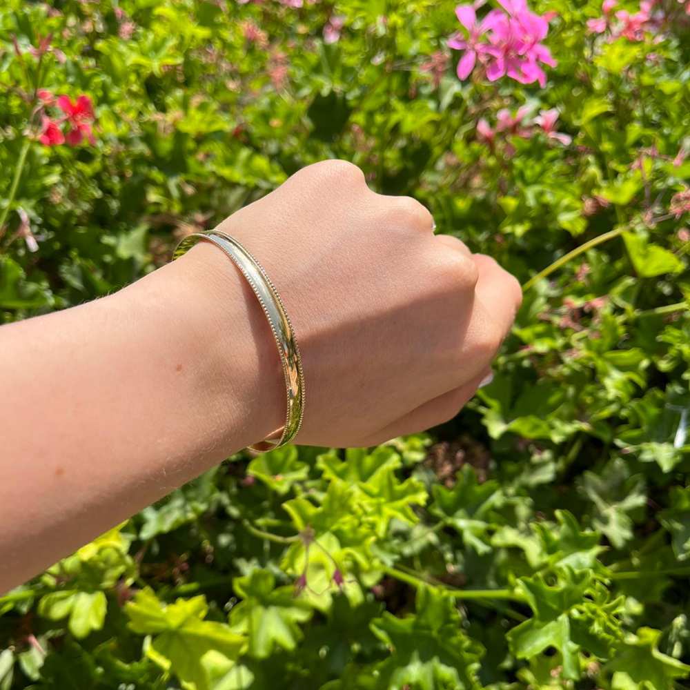 14k Gold Milgrain Bangle Bracelet