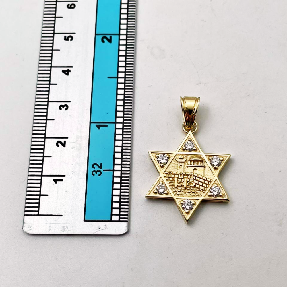 Diamond Jerusalem Wall Star of David Pendant in 14K Gold