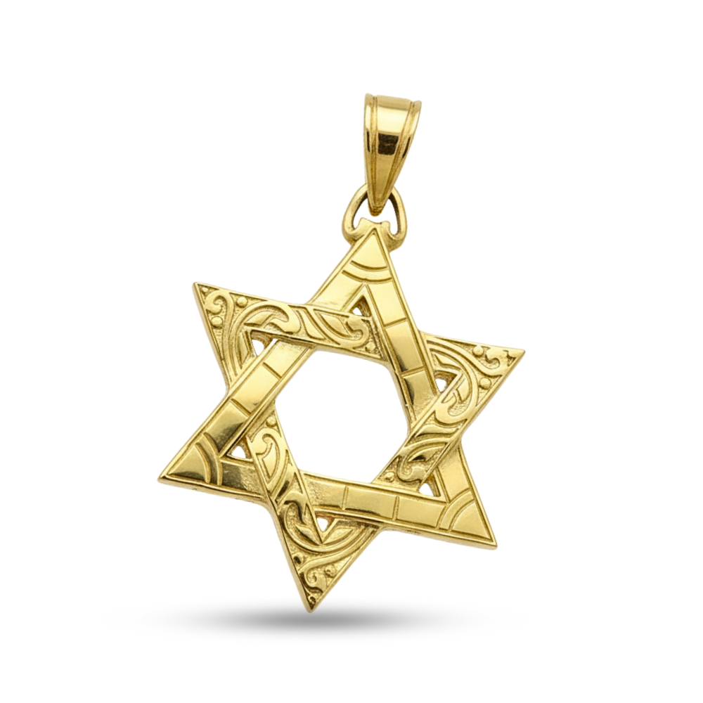 Vintage Style Star of David Pendant in 14K Gold