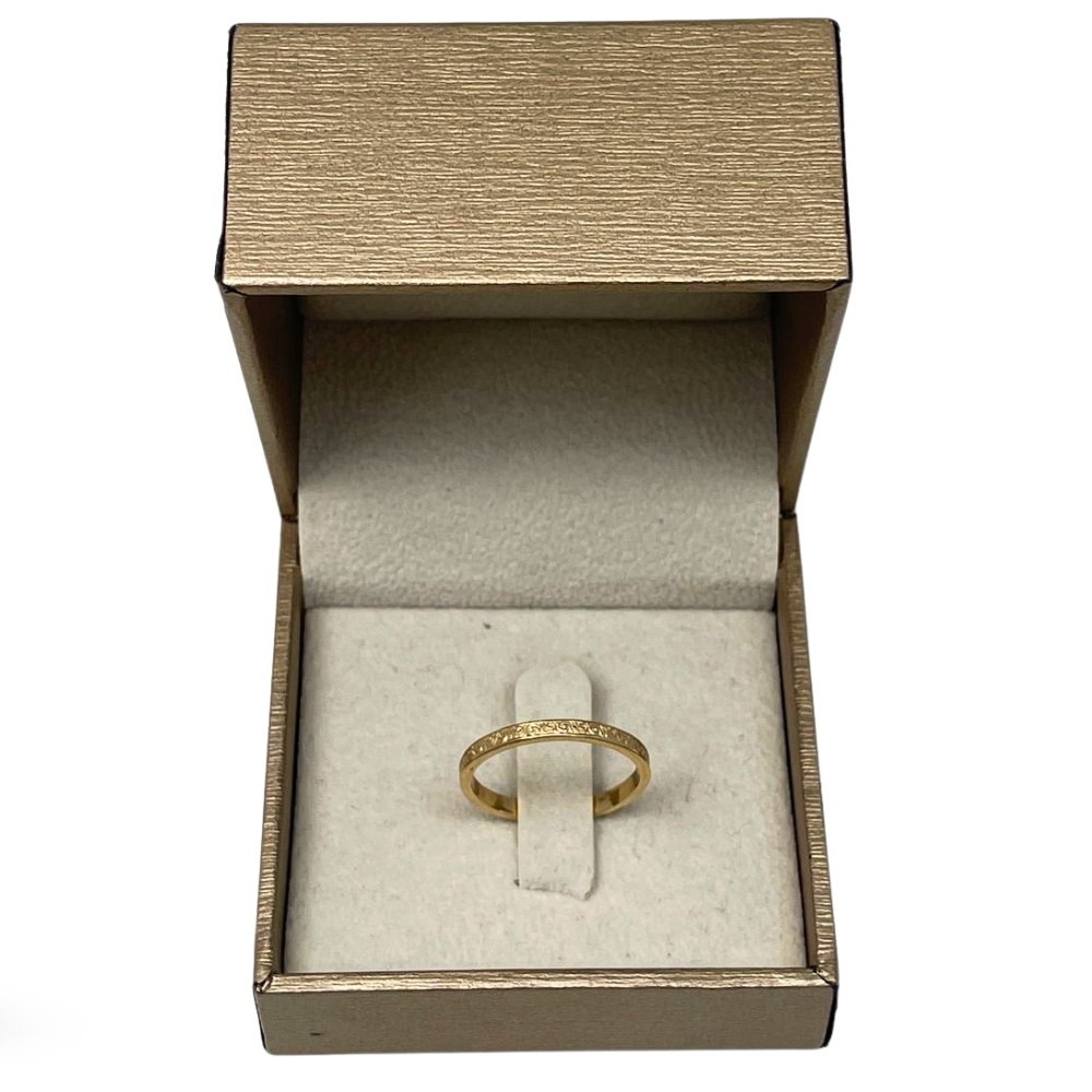 14K Gold Ornate Wedding Band Laser Engraved