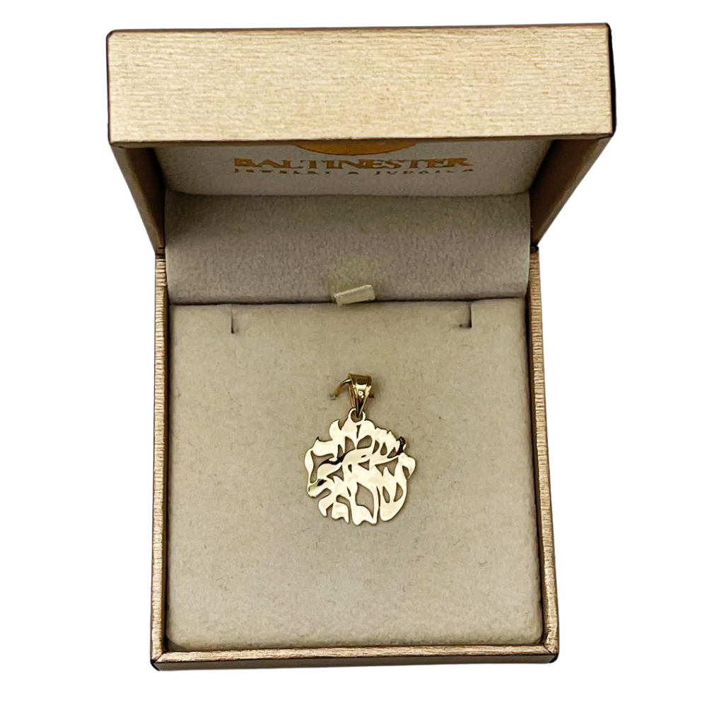 14k Gold Shema Yisrael Flame Pendant
