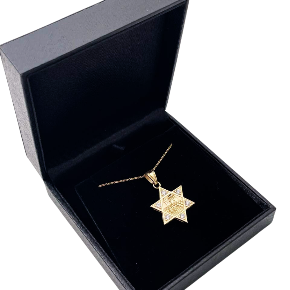 Diamond Jerusalem Wall Star of David Pendant in 14K Gold