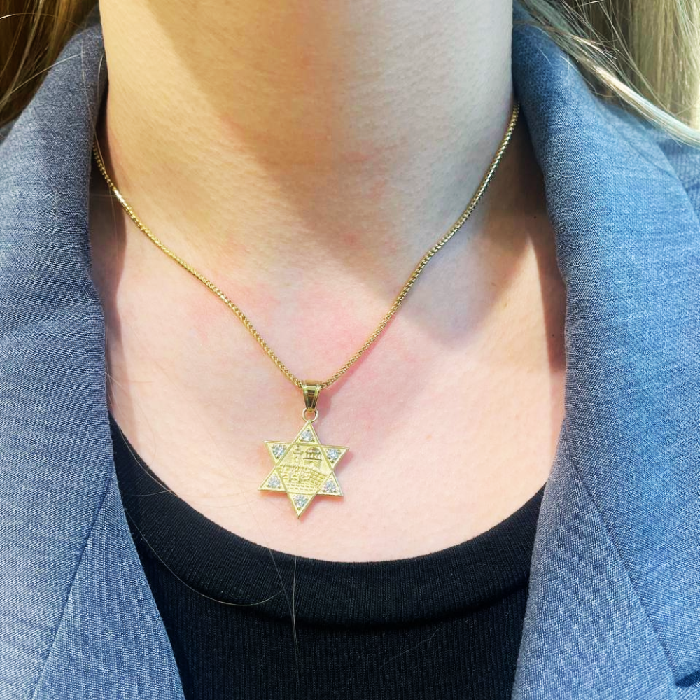 Diamond Jerusalem Wall Star of David Pendant in 14K Gold