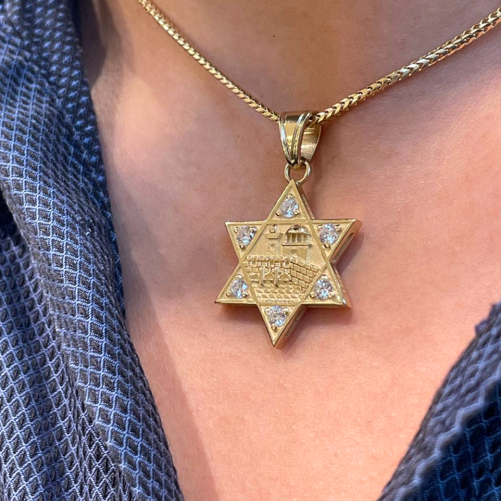 Diamond Jerusalem Wall Star of David Pendant in 14K Gold