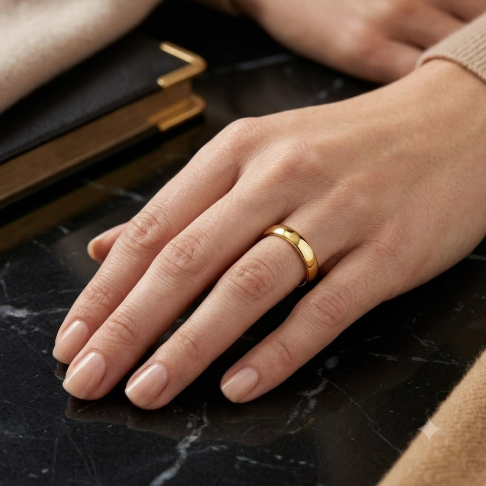 14k Yellow Gold Hebrew Wedding Band with Inside Engraved