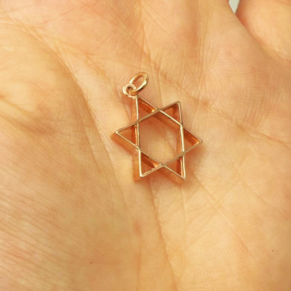 14K Gold Star of David Pendant  Magen David Jewish Charm