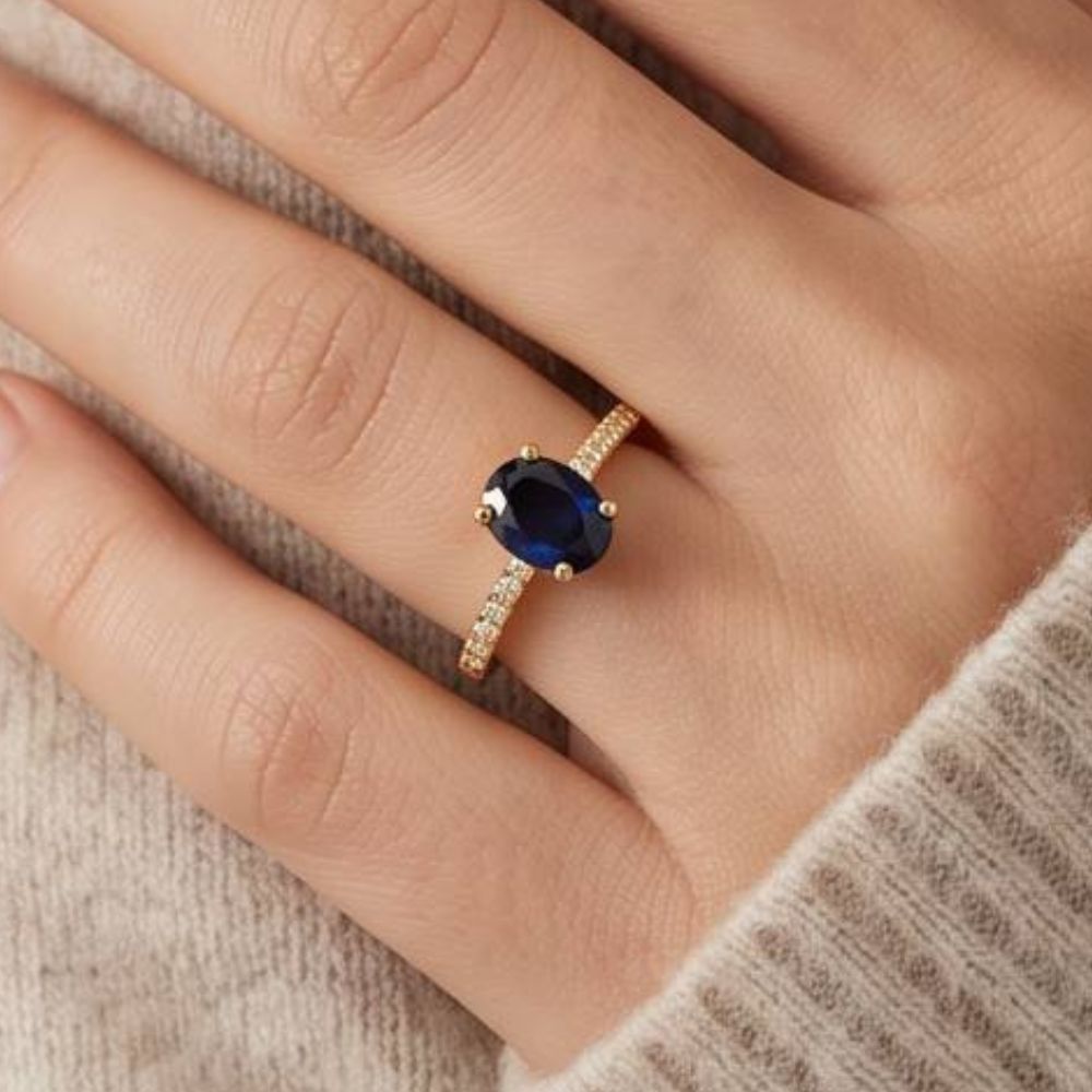 14K Yellow Gold Sapphire & Diamond Ring