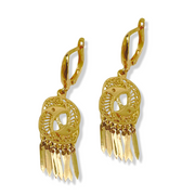 14K Gold Filigree Yin Yang Fringe Earrings