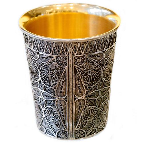 Silver Yemenite Filigree Kiddush Cup