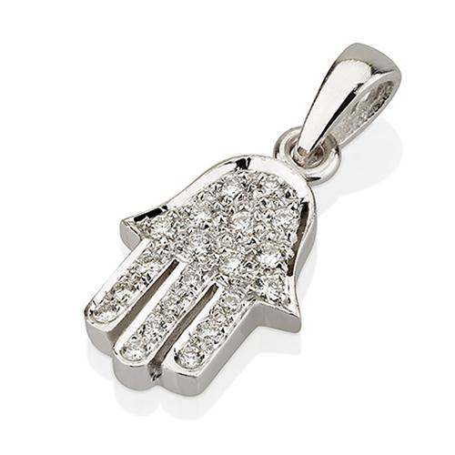 18k White Gold Pave Diamond Hamsa Pendant
