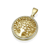 14K Gold and Diamond Tree of Life Pendant
