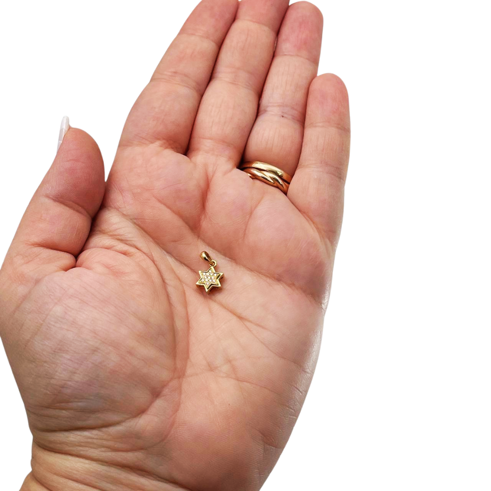 18K Gold Diamond Star of David Pendant