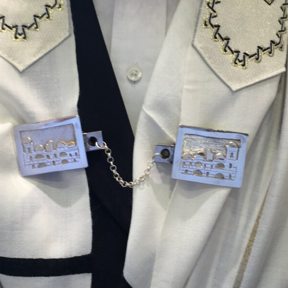 Jerusalem Tallit Clips in Silver and Gold