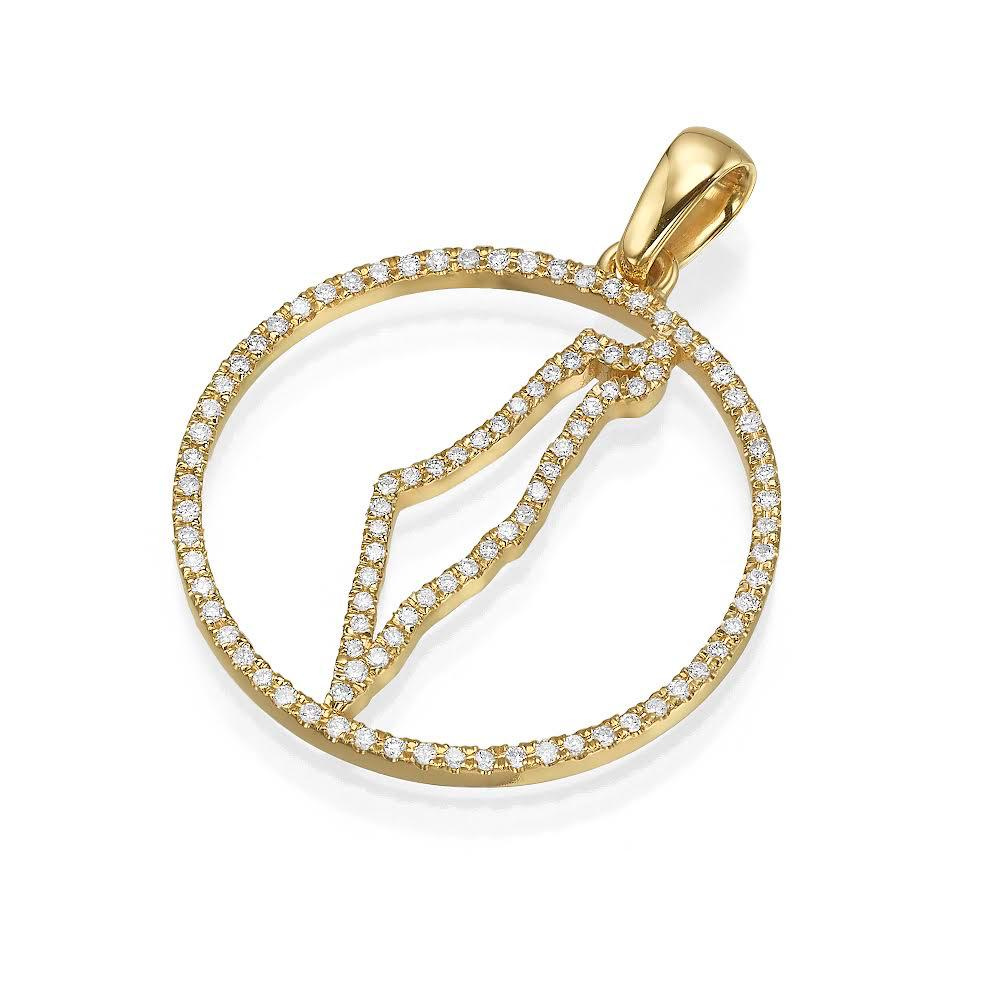 Diamond Map of Israel Outline Pendant in 14K Gold