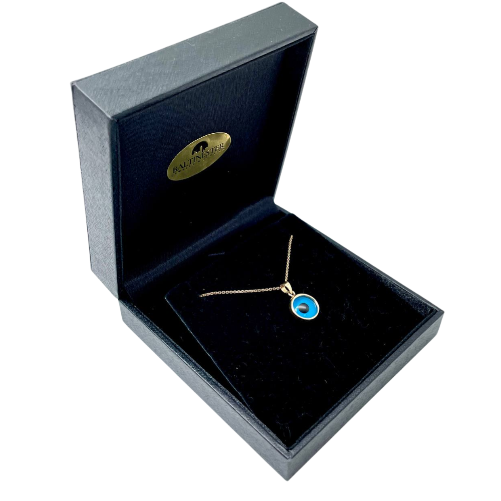 Evil Eye Pendant in 14k Gold Blue Crystal - Medium