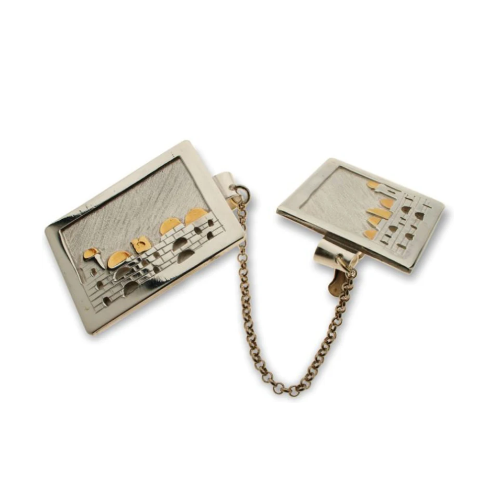 Jerusalem Tallit Clips in Silver and Gold