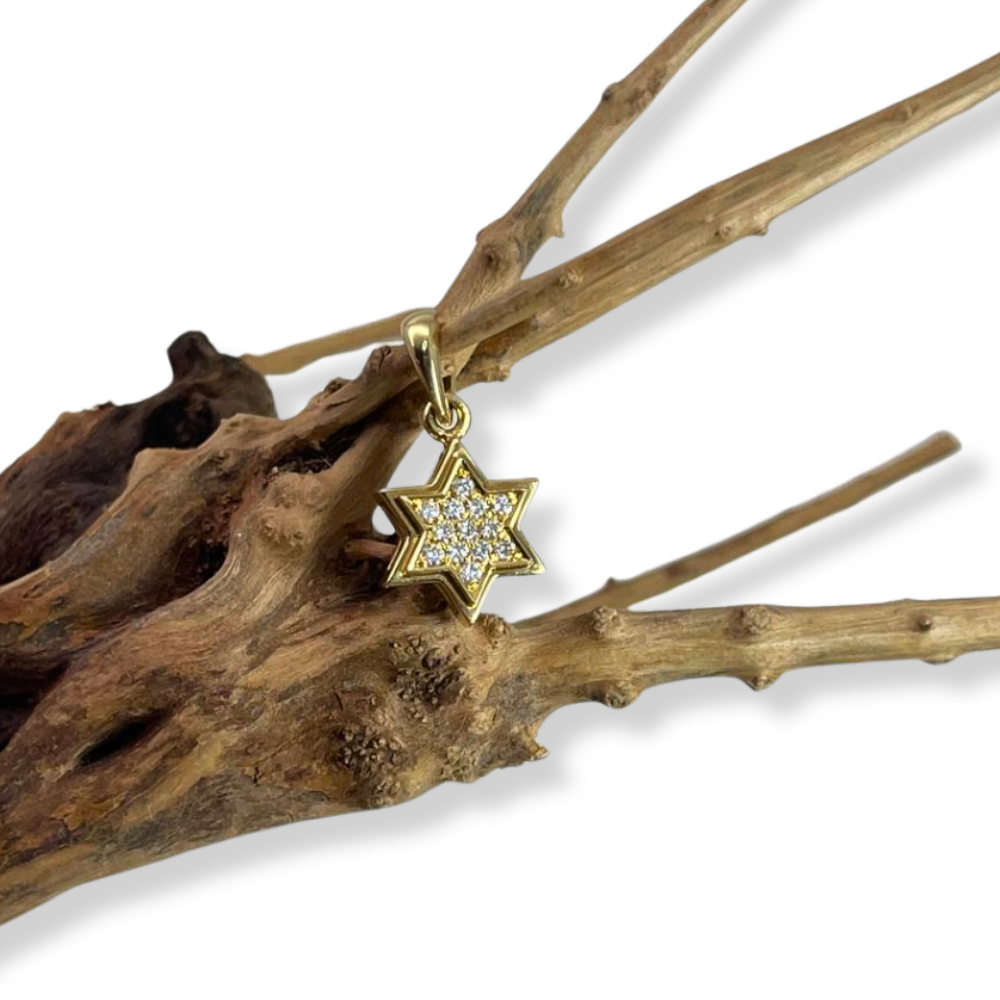 18K Gold Diamond Star of David Pendant